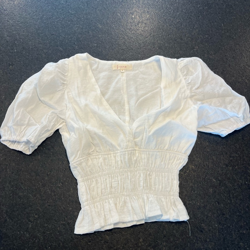 Chic White Ruched Blouse